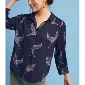Anthropologie Maeve Alden Bird Blouse XS